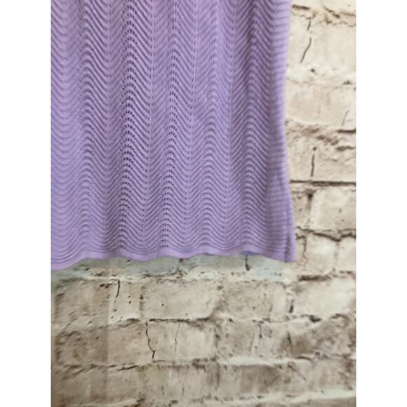 Burgess Top Women Large Silk Blend Lavender Open Knit Beachy Coquette Soft Girl - Picture 5 of 11
